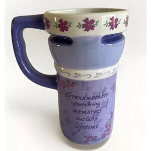Grandmother Coffee Mug Porcelain 14oz Coffee Cup Cocoa Whimsical Nonslip Floral